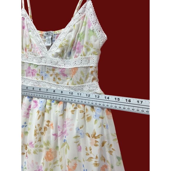 Rue 21 - Women's Summer Sleeveless High Low Hem Ruffle Floral Dress - White - M - Picture 4 of 16